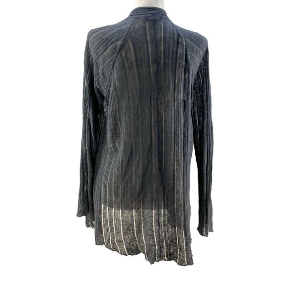 Eileen Fisher Linen Silk Long Sleeve Cardigan Blue Open Front - Picture 6 of 6